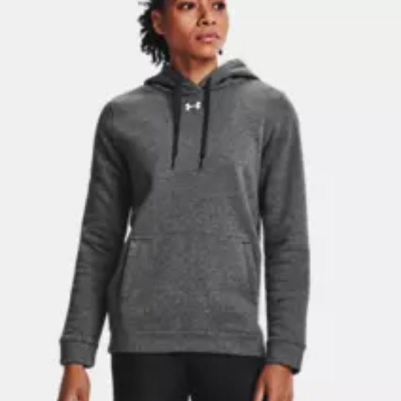 Under Armour Women's Hustle Fleece Hoodie Carbon Heather Large - Picture 10 of 10